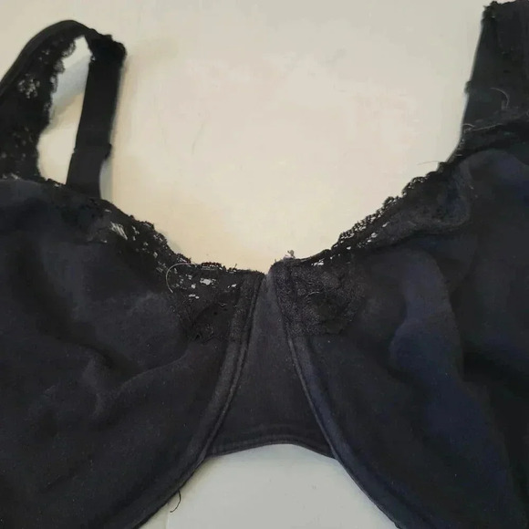 Serenada Bra 46DD Black Lace Trim Unlined Underwire - Picture 2 of 4